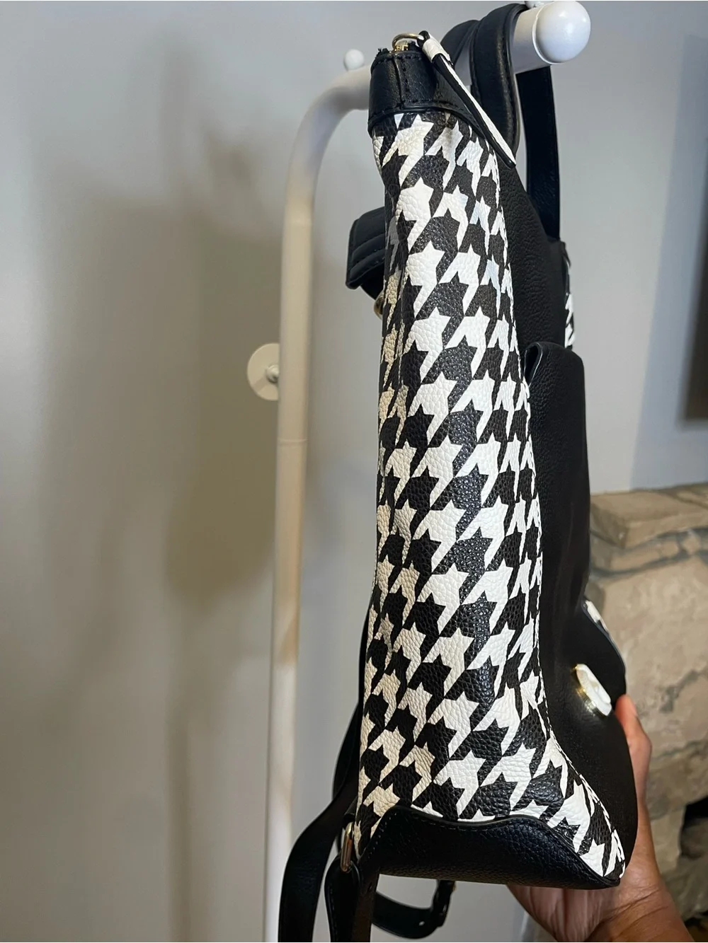 Cole Haan Grand Ambition Luxe Houndstooth Leather Backpack w Tablet Slot NWOT